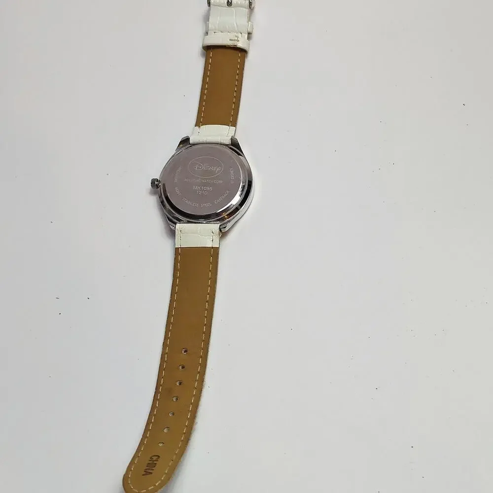 Disney Minnie Mouse Crystal Bezel White Strap Watch